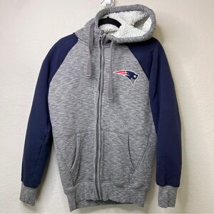 New England Patriots Jacket Sherpa Lined Small G-III Gray Blue NFL Warm Cozy